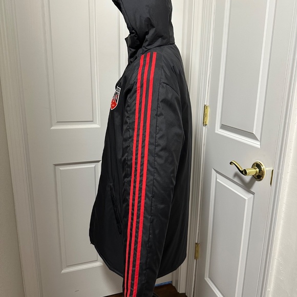 Adidas Long Athletic Team Stadium Soccer Winter Coat Jacket Black Unisex Small - Picture 6 of 15